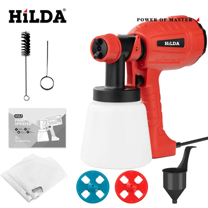 HILDA 800ML Electric Spray Gun Paint Sprayer High Power Tool Spray Truck Household Red Electric Spray Gun