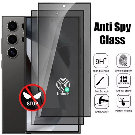 Privacy Screen Protector for Samsung Galaxy S25 S24 S23 Ultra Anti-spy Tempered Glass Fingerprint Unlock for Samsung S22 S21Plus