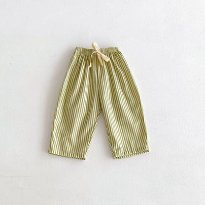 Fashion Striped Trousers For Children's Clothes Summer Thin Loose Casual Kids Harem Pants Toddler Costume Boys Girls Long Pant