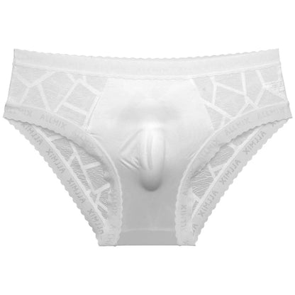 Ropa interior hombre 3D letter sissy gay calzoncillos hombres U convex sexy tоy mens sexy underwear ice silk lace thin calcinha