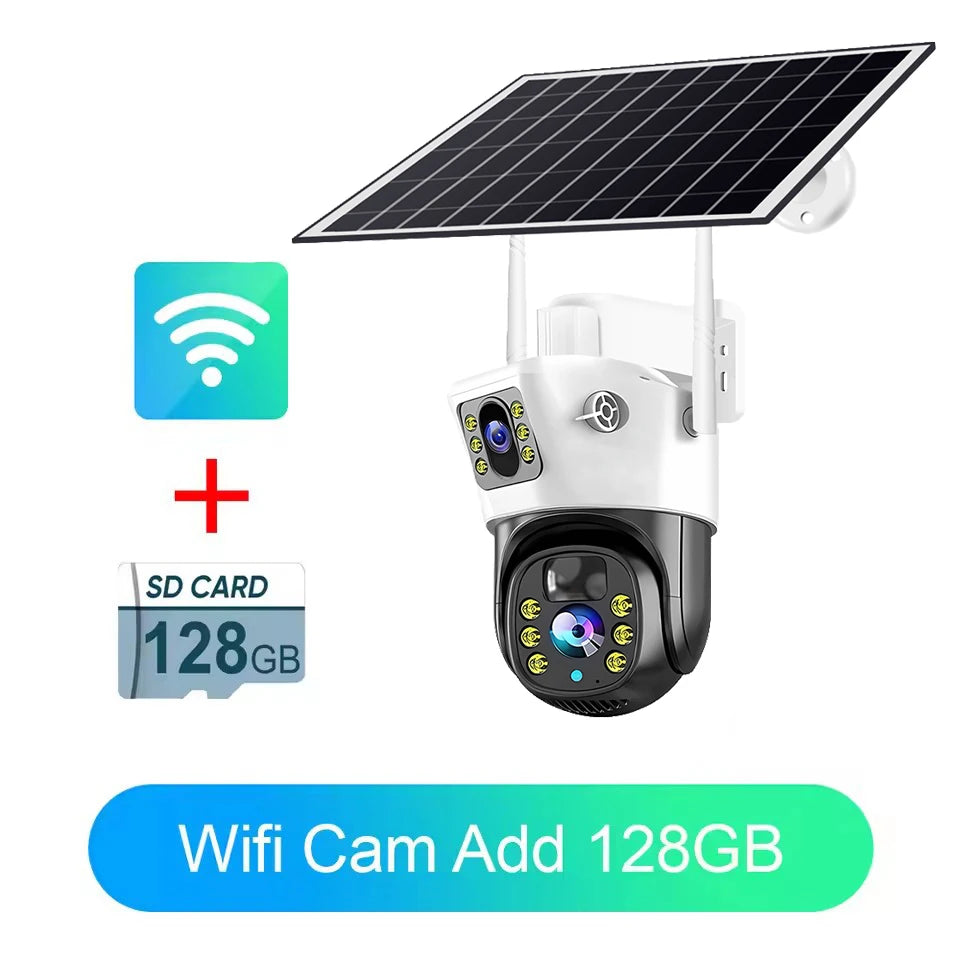WIFI Security Protection Camera 4K Dual Lens Outdoor PTZ CCTV PIR Human Detection Wireless Surveillance Cam Built-in Battery