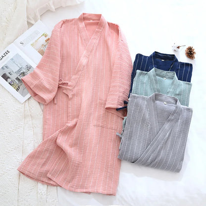 New Cotton Women Robe kimono pajamas Spring Summer Cozy gauze pajamas nightgown Dressing Female bathrobe Sleepwear long pijama
