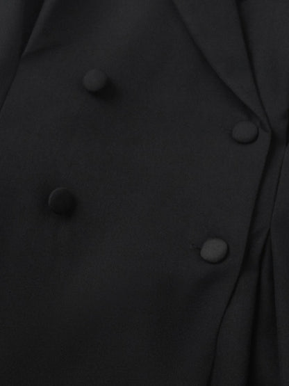Woman Clothes Elegant Double Breasted Tunics Blazer Dresses Office Lady Notched Long Sleeve Buttons Solid Black Short Dress