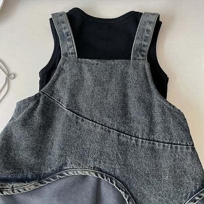 Children's Clothing Sets Sleeveless T-shirt + Denim Strappy Skirt Girls Clothes for 2 To 7 Years Baby Girl Outfit Skirt Sets
