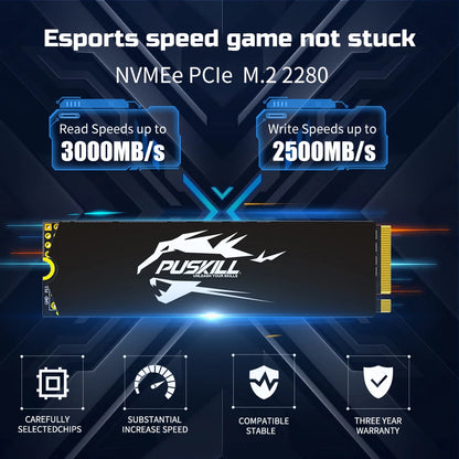PUSKILL SSD M.2 NVMe 1TB 512GB 256GB 128GB PCIe M2 2280 Hard Disk Internal Solid State Drive Disk for Laptop Desktop