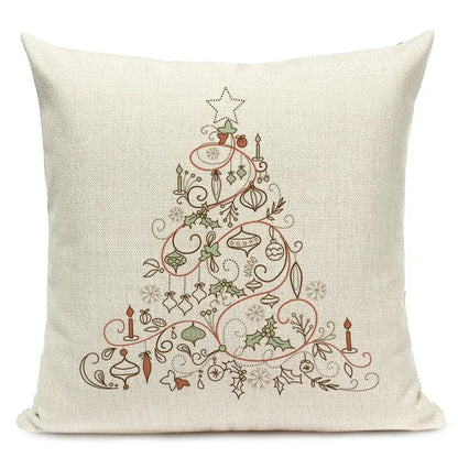 1pcs/SET Christmas Tree Pattern Linen Throw Pillow Case, Decorative Cushion Cover, Car, Home, Sofa Decor, Merry Christmas