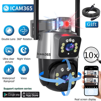 6MP Outdoor WiFi Camera Security Protection Night Vision Cameras PTZ IP Dual Lens CCTV Surveillance camaras de seguridad wifi