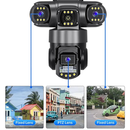 3 Lens 3 Monitor Screen Security Protection 2 Way Audio Wifi Camera HD Color Night Vision Home Surveillance Cameras Outdoor CCTV