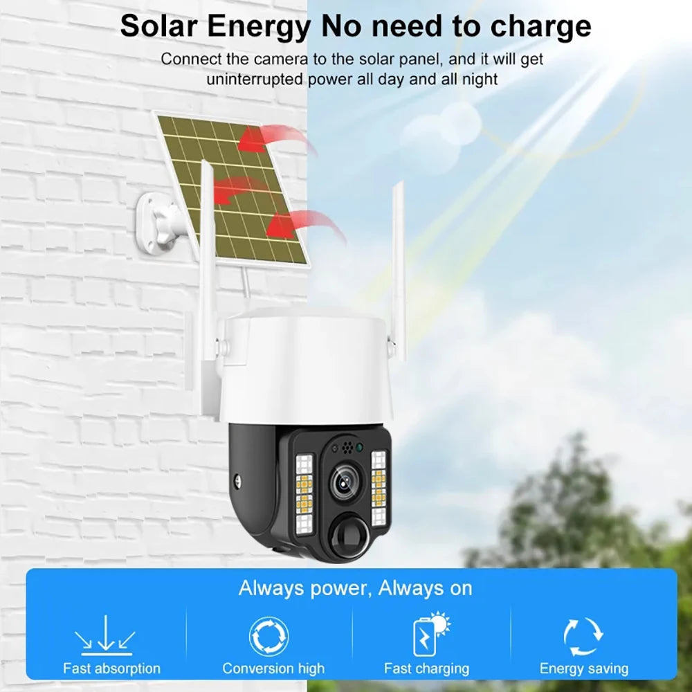 4G/WiFi Solar Camera Outdoor Waterproof IP Camara PIR Human Detection CCTV Security Protection Built in Battery With Solar Panel