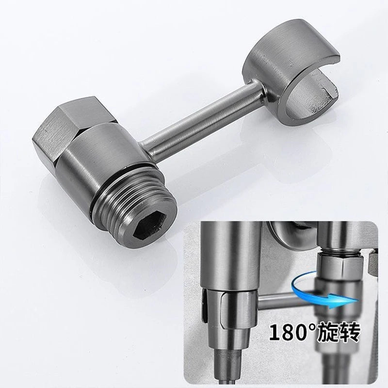 Zinc Alloy High Pressure Bidet Sprayer Kit - Bathroom Toilet Cleaner Spray Gun with 1 In 2 Out Angle Valve, Grey/Silver/Black