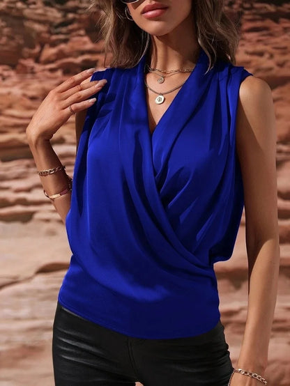 Woman Clothing Silk Top, Ladies, Satin Shirt, No Female Sleeves Chemises Et Blouses Tops For Woman Camisas De Mujer Top Mujer