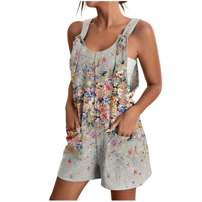 Jumpsuit Rompers for Women Summer Casual Wide Leg Jumpsuits Tie Knot Strap Shorts Romper Overalls with Pockets ropa dama