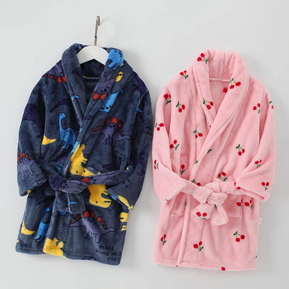 Kids Sleepwear Robe Autumn Winter Flannel Warm Bathrobe For Girls 4-16 Years Teenagers Children Pajamas For Boys Girl Pajamas