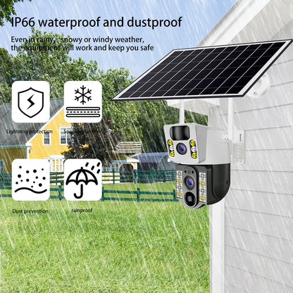 4K Solar Security Camera Outdoor Wireless 360° PTZ AI Human Detection IP66 Waterproof 8000mAh