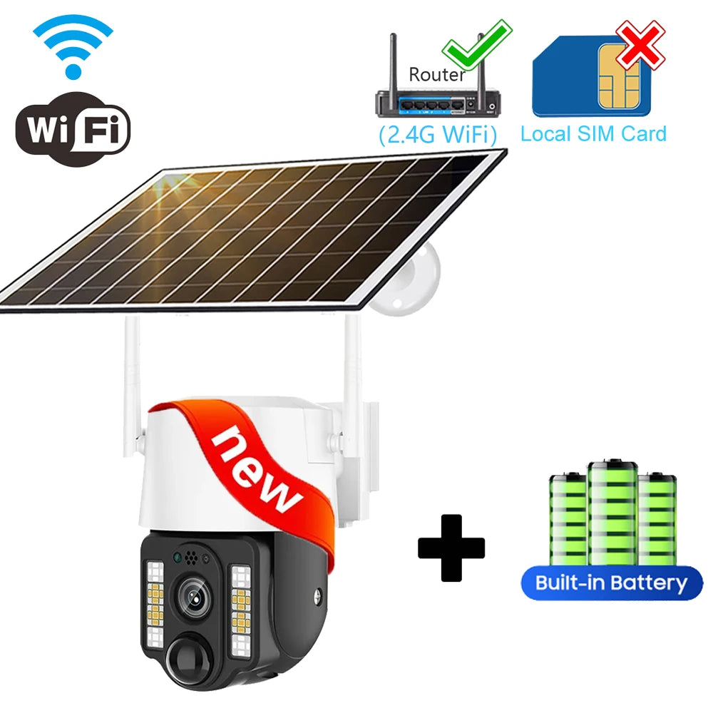 Security-protection Camara Vigilancia Wifi Solar Cameras de de Segurid 4g Exterior Outdoor 5MP Smart Home Surveillance IP CCTV