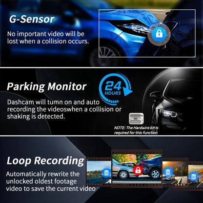 3 Cameraes Dash Cam 1080P Front and rear view camera Night Vision Parking Monit Car DVR 3way Car Video Recorder With Gift