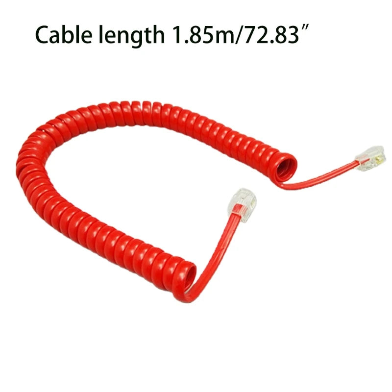 Four-core Telephone Handset Cable Cord 6Ft Modular Coiled Telephone Handset Cord Black/Red White Curly 1.85m/pc