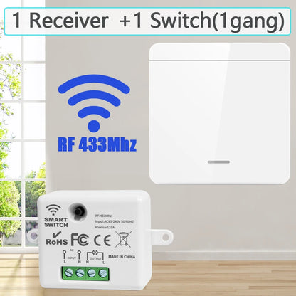 Wireless Smart Wall Switch RF 433Mhz Interruptor Light Switch Remote Control 1/2/3Gang Panel Receiver For Lamp Home Decoration