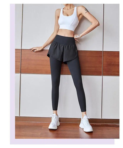 Pantalones de mujer, Pantalones de deporte de cintura alta con bolsillos, Entrenamiento matutino, Leggings de yoga, Jogging y ej