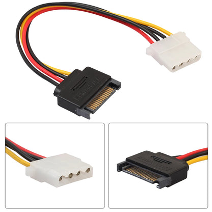 0.2m SATA 15-Pin Male to Molex 4-Pin Female Power Cable for PCe Riser BTC Mining