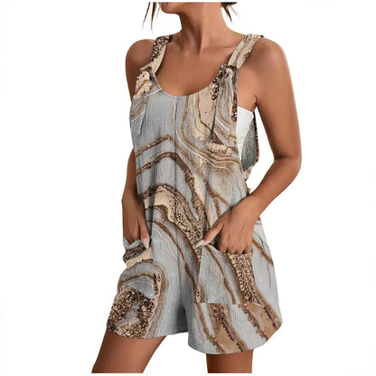 Jumpsuit Rompers for Women Summer Casual Wide Leg Jumpsuits Tie Knot Strap Shorts Romper Overalls with Pockets ropa dama