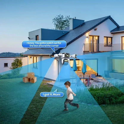 ANSVICAM 10K Home Security WiFi Camera Four Lens Four Screen 360° 10X Optical Zoom CCTV Auto Tracking 20MP Surveillance IP Cam