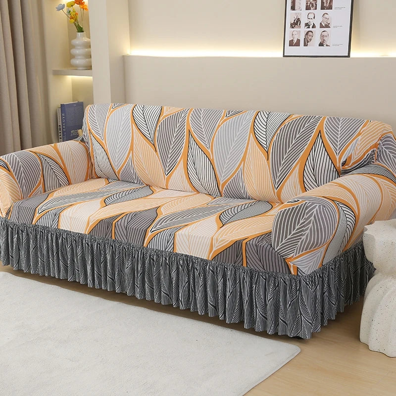1/2/3/4 Seater Printed Sofa Skirt Cover Elastic Armchair Couch Covers for Living Room Furniture Protector