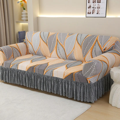 1/2/3/4 Seater Printed Sofa Skirt Cover Elastic Armchair Couch Covers for Living Room Furniture Protector