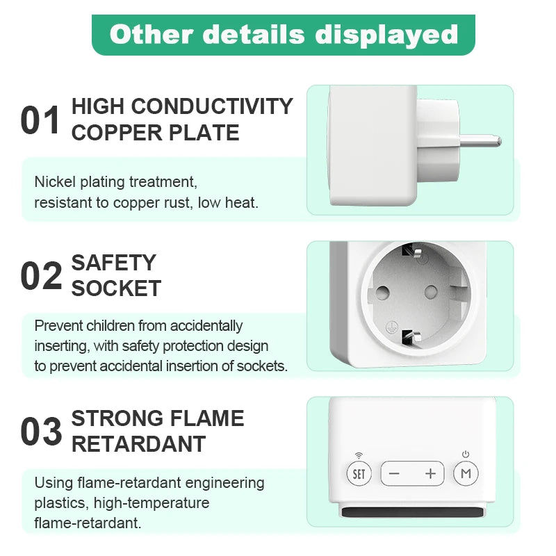 New Tuya WIFI Digital Thermostat Socket 16A Outlet Plug Remote Temperature Controller Timer Switch Cooling Heating 3M NTC Sensor