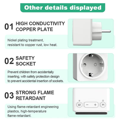 New Tuya WIFI Digital Thermostat Socket 16A Outlet Plug Remote Temperature Controller Timer Switch Cooling Heating 3M NTC Sensor