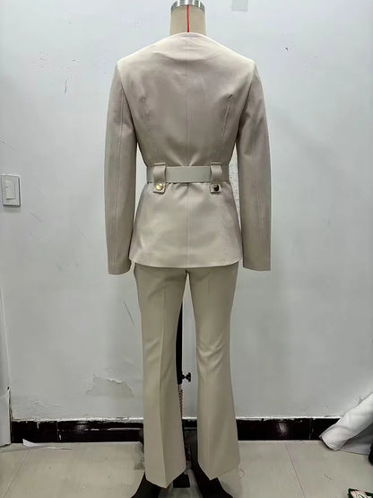 2025 Women Autumn Pant Suits 2-Pieces Sets Casual Solid Blazers Coats and Trousers Female Elegant Street Two Suit Clothing