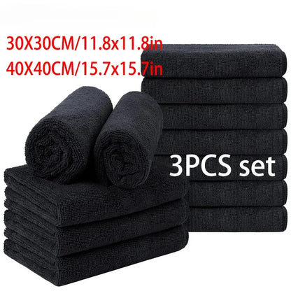 3PCS Microfiber BlackTowels set Thick soft absorbent for home hotel beauty salon Hair Stylist Resort Spa Towel