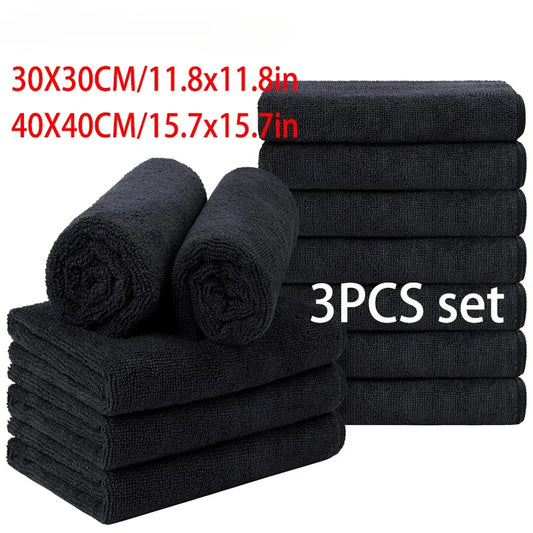 3PCS Microfiber BlackTowels set Thick soft absorbent for home hotel beauty salon Hair Stylist Resort Spa Towel