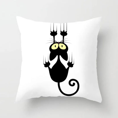 Home Decoration Black Cat Animal Print Cushion Pillowcase  Cover Sofa   Office Furnishing 45X45CM