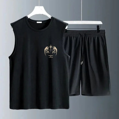 Men's suit gym fitness clothing vest sleeveless man canotte bodybuilding ropa hombre man clothes wear Angel Wings Graffiti Knit