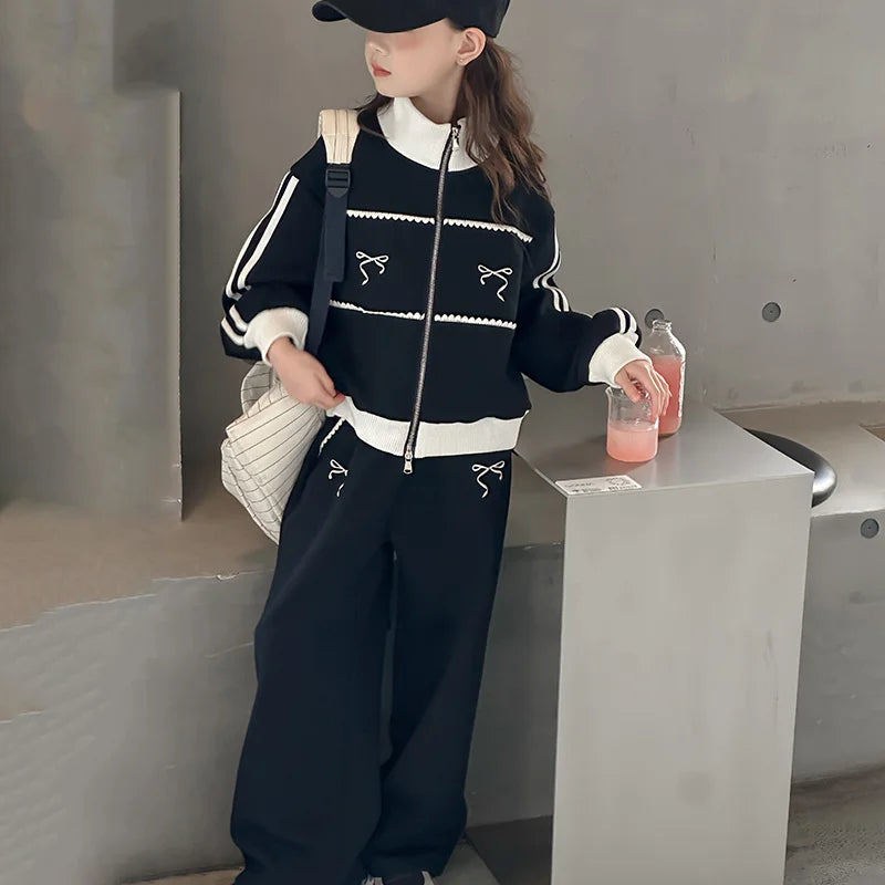 Children's Clothes Sets Girls Sports Suits Spring Autumn Jacket Pants Outdoor Causal Style Tracksuit 2 Piece Teenager Set 5-14Y