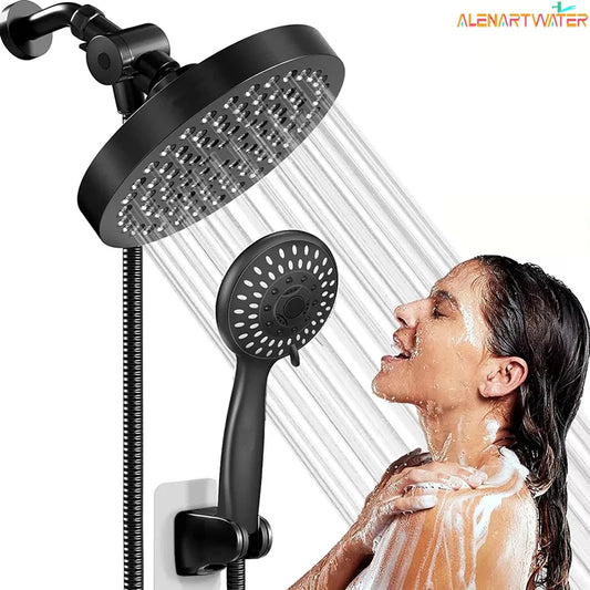Bathroom Concealed 6-inch ABS Pressurized Shower Set Matte Black Showerhead Combination Toilet Top Spray Shower