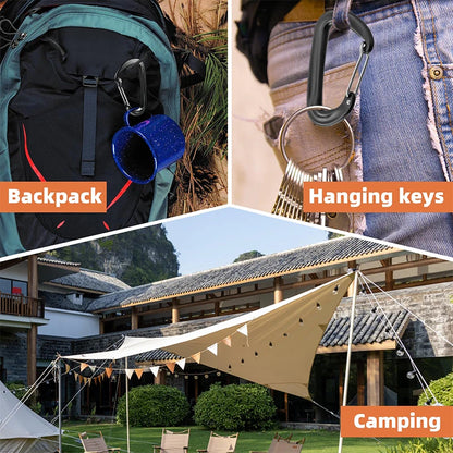 10PCS Multifunctional Stainless Steel Carabiner Key Chain for Outdoor Camping Climbing Buckle Hook Fishing Accessories
