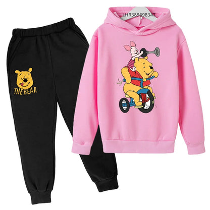 Ropa para niños Little Bear Otoño Invierno edad 3-12 niños niñas abrigo niños Sudadera con capucha + Pantalones conjunto negro