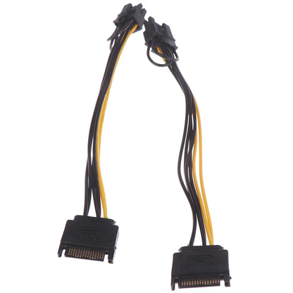 1pc 15pin SATA Male to 8pin(6+2) PCI-E Power Supply Cable 20cm 15-pin 8 pin Wire for Graphic Card