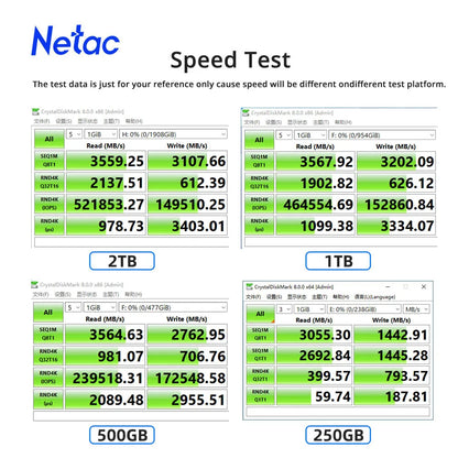 Netac NVMe SSD M2 1TB 2TB 500GB 250GB 3500MB/s SSD PCIe3.0 M.2 2280 SInternal Solid State Drives Disk NV3000 for Laptop Desktop
