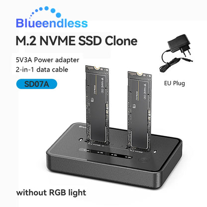 Blueendless Dual-Bay M.2 NVME SSD Clone Docking Station 20Gbps USB3.2 USB C Type C OFFline Cloner Duplicator NVme PCIE Enclosure