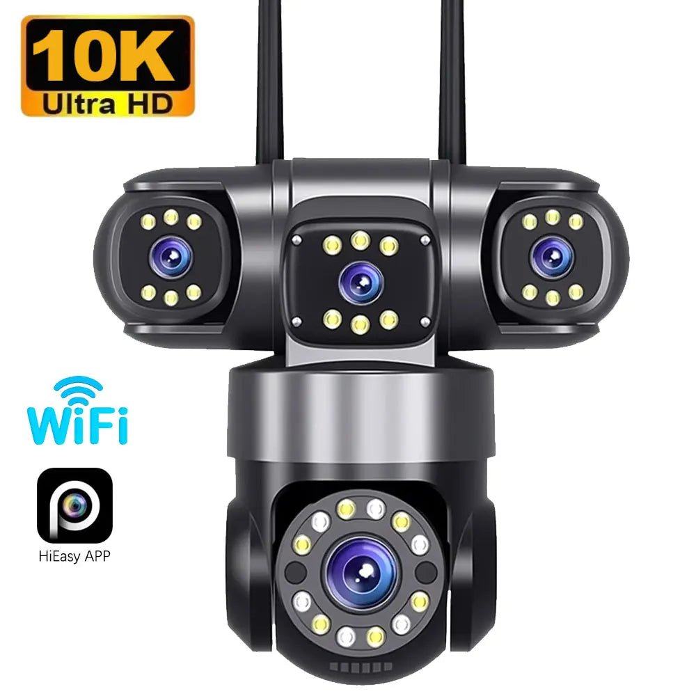 10K 20MP Home Security Outdoor WiFi Camera 4 Lens 4 Screen 360° 16X Zoom CCTV Wireless Surveillance PTZ Cam Security Protection