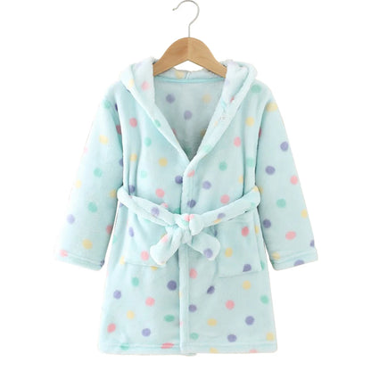 Children Clothing Home Wear Boys and Girls Bathrobes Pajamas Cartoon Flannel Hooded Children Comfortable Nightgowns Robes