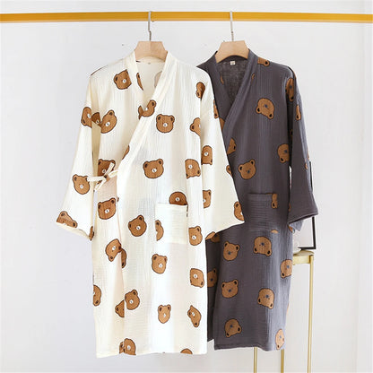 New Cotton Women Robe kimono pajamas Spring Summer Cozy gauze pajamas nightgown Dressing Female bathrobe Sleepwear long pijama