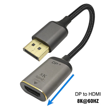 DP1.4 to HDMI2.1 Cable mini DP 1.2 to HDMI 2.0 Video Adapter 4K@60Hz 8K@60Hz DisplayPort Adapter For PC Laptop Projector Monitor