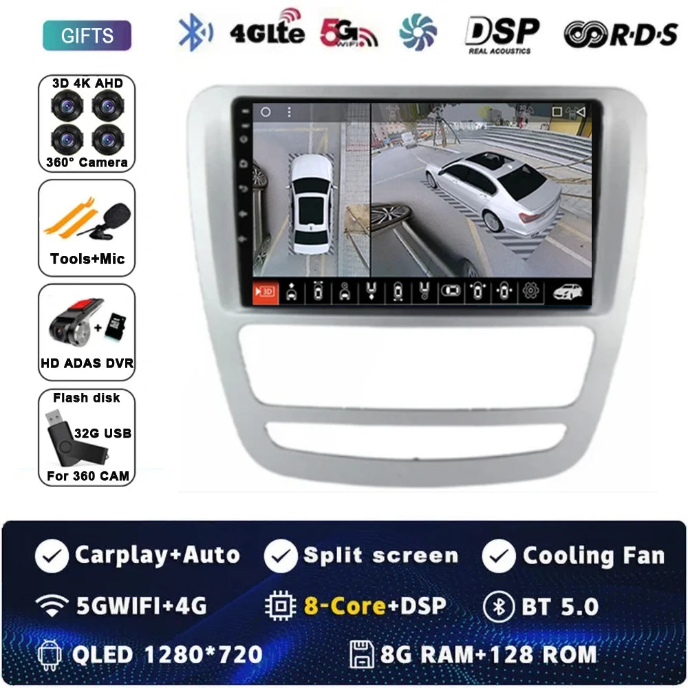 Android 14 GPS Navigation For JAC T6 T8 2015 2016 2018 2022 2021 Car DVD Player Headunit Radio Stereo Carplay Auto 360 Camera 4G