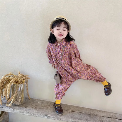 Children Clothing Jumpsuit Autumn New Boys Girls Casual Letter Tooling Denim Baby Kids Clothes Japanes & Korean Style 1-7 Y
