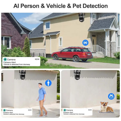 ICsee Security Camera Three Lens 6K 12MP 8X Zoom Outdoor WiFi Wireless CCTV Video Surveillance Auto Tracking Home Protection