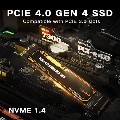 Kingchuxing M.2 NVMe SSD 7300MB/S Internal Solid State Drive PCIe4.0x4 M.2 2280 2TB 1TB 512GB SSD for PC/Laptop/PS5